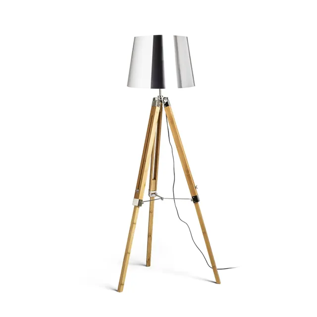 Rendl Light Studio Alvis lampadar E27 crom/bambus inalt
