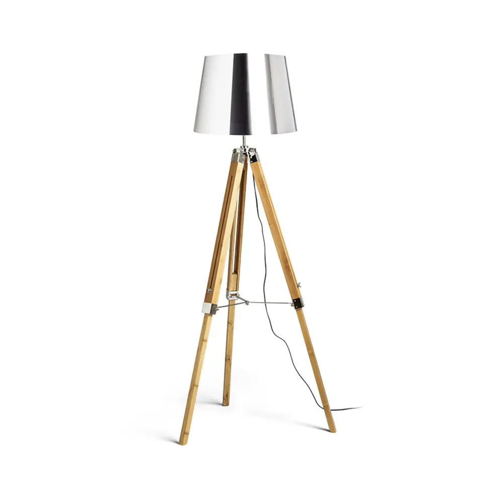 Rendl Light Studio Alvis lampadar E27 crom/bambus inalt
