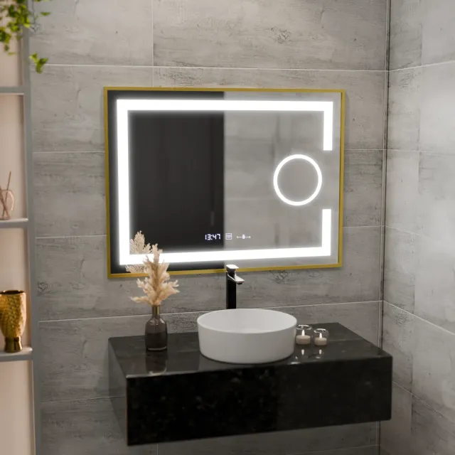 Alessandro Design Eclat oglinda LED 80x60 auriu dezaburire
