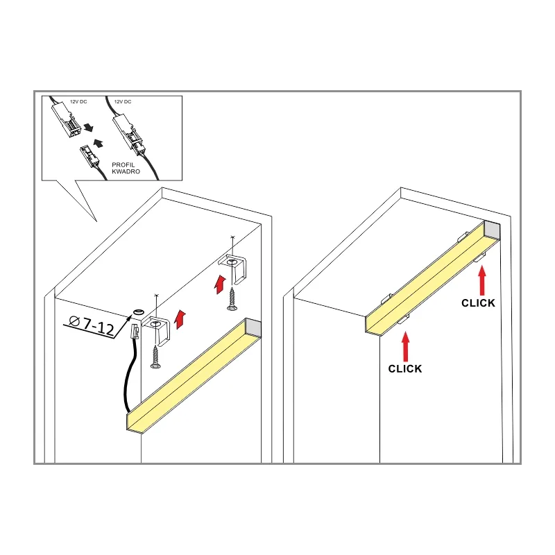 Furnika KWADRO profil aluminiu LED incastrat
