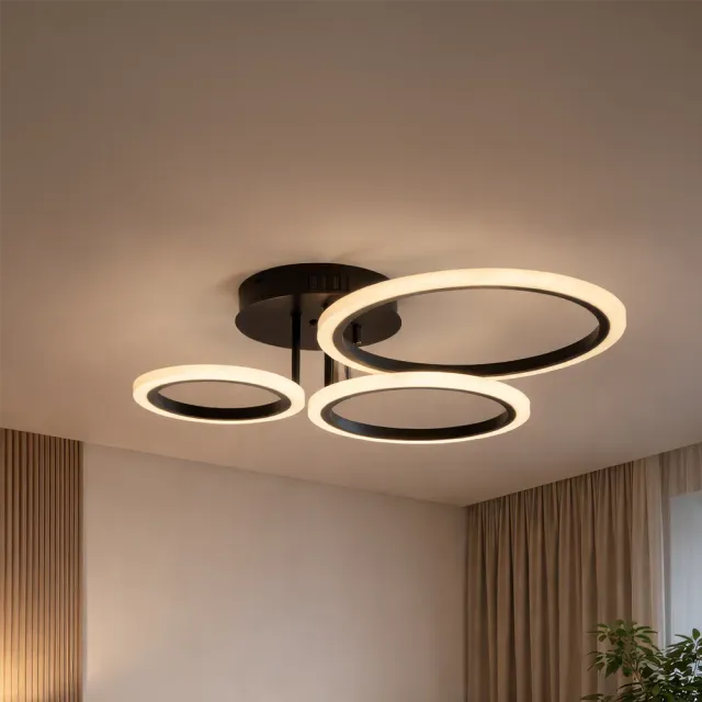 Alessandro Design Betty lustra LED neagra 40W 3 cercuri