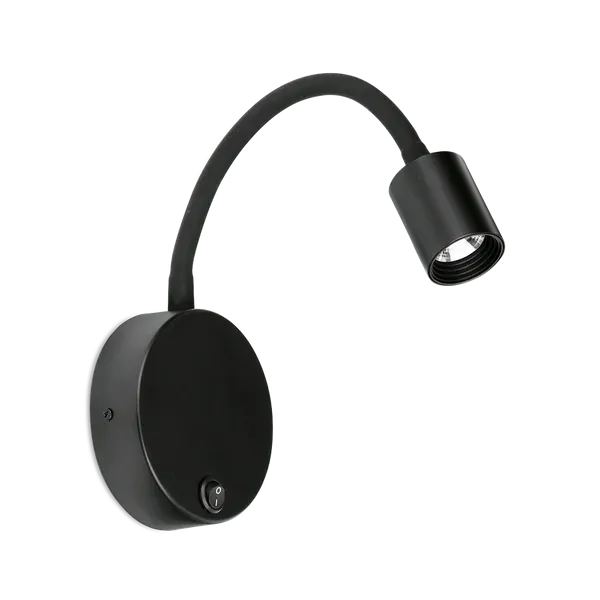 Aurora 3W lampa perete lectura flexibila neagra 3000K