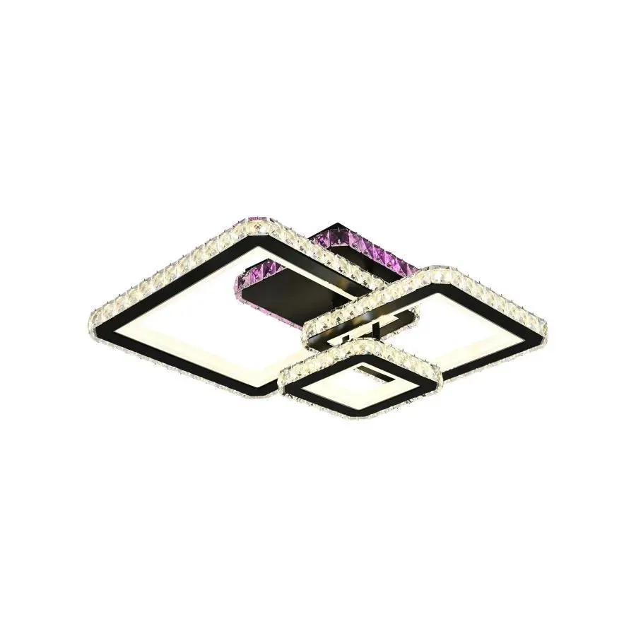 Blakely lustra LED RGB 166W 3 patrate neagra cu cristale