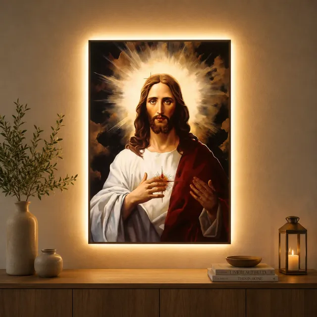 Alessandro Design tablou LED Inima Sacra 60x80cm 24W neutru