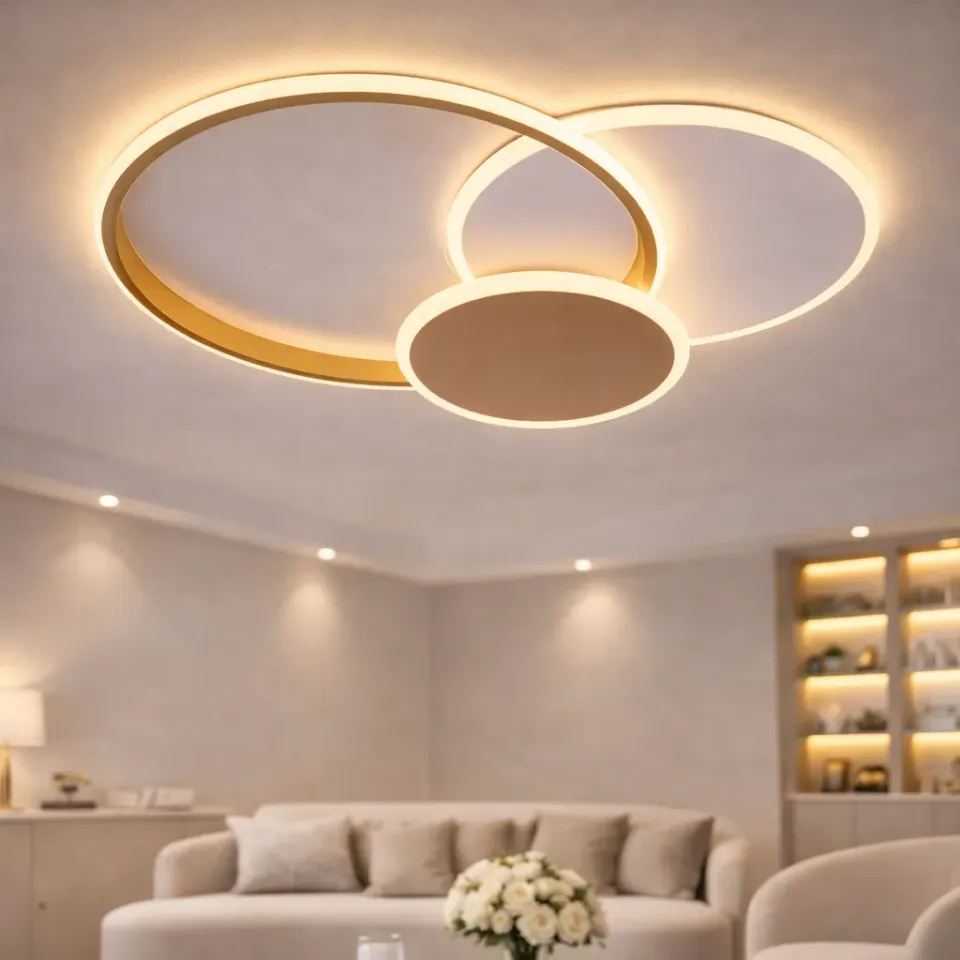 Alessandro Design Killian 46W lustra LED 3 cercuri alb auriu