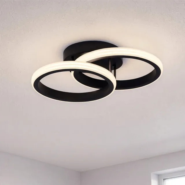 Alessandro Design Vertex Circula lustra LED 21W neagra 2 cercuri