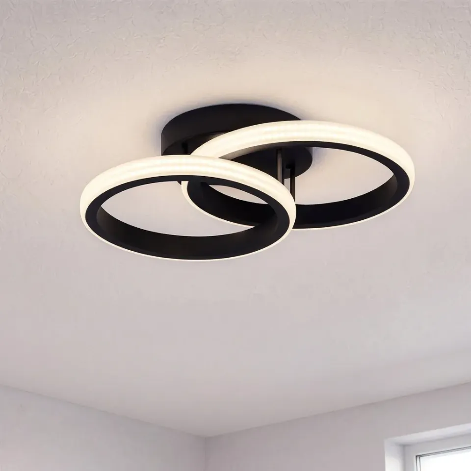Alessandro Design Vertex Circula lustra LED 21W neagra 2 cercuri