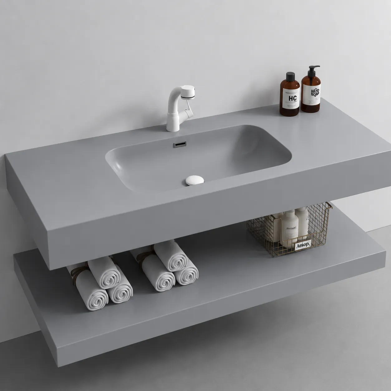 Alessandro Design Kross set mobila baie 80cm gri 3 piese