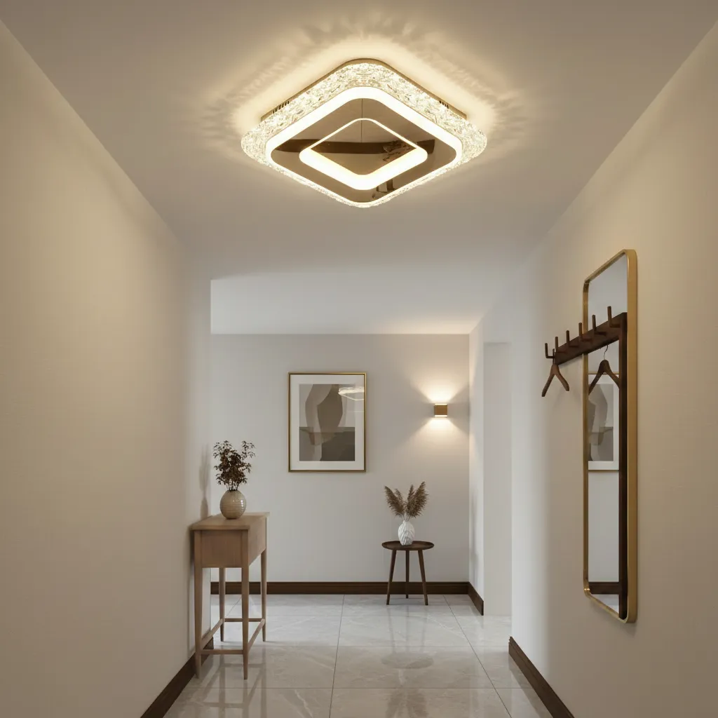 Agol Petito lustra LED 34W aurie 20x20cm metal acrilic