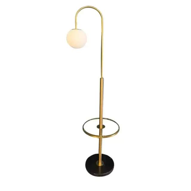Alessandro Design Rodney lampadar E27 alb-auriu cu măsuță