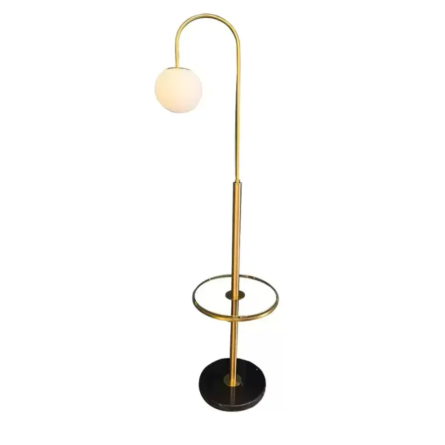 Alessandro Design Rodney lampadar E27 alb-auriu cu măsuță