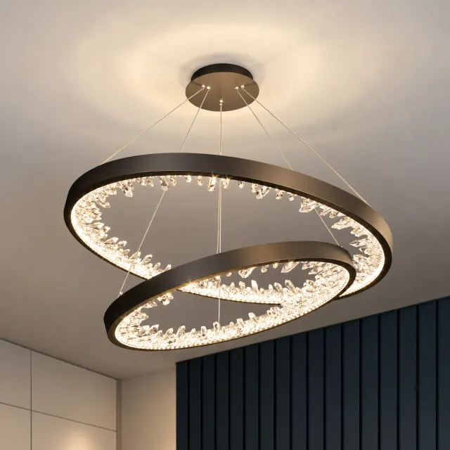 Alessandro Design lustra LED suspendata 2 cercuri neagra 60cm