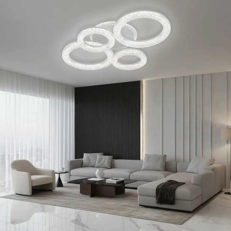 Alessandro Design Linnea lustra LED alba 74W cu telecomanda