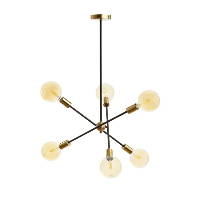 Rendl Light Studio Artemia 6 pendul negru alamă E27 reglabil
