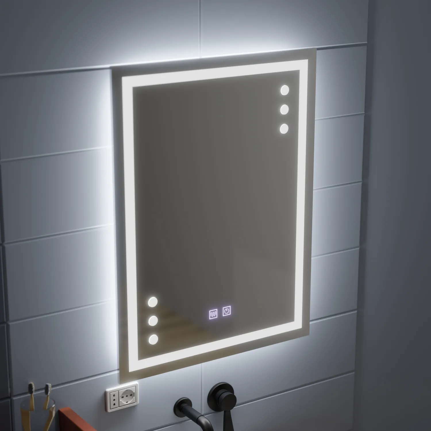 Alessandro Design Infima oglindă LED 60x80cm alb neutru