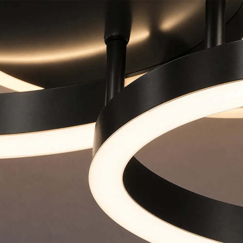 Alessandro Design Rinova 66W lustră LED neagră 2 cercuri dimabilă