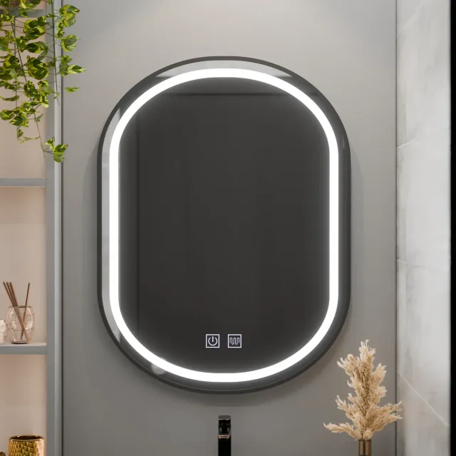 Alessandro Design Vetro oglinda LED ovala 50x80cm neagra