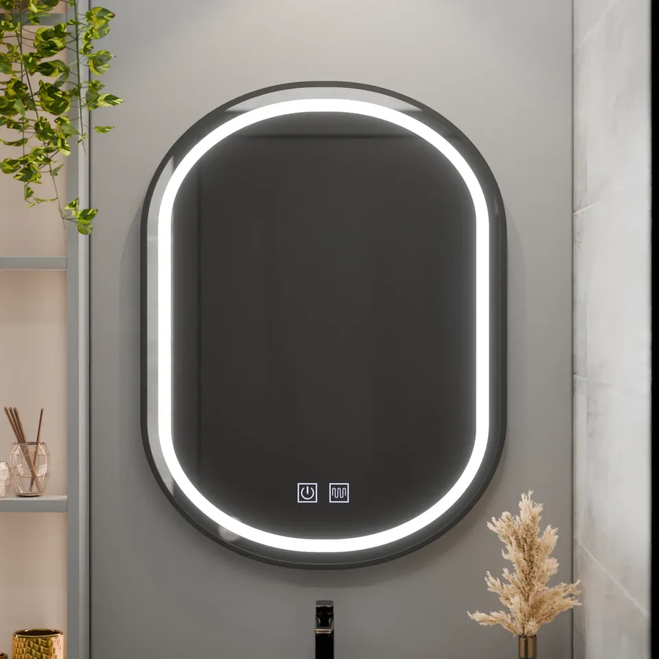 Alessandro Design Vetro oglinda LED ovala 50x80cm neagra