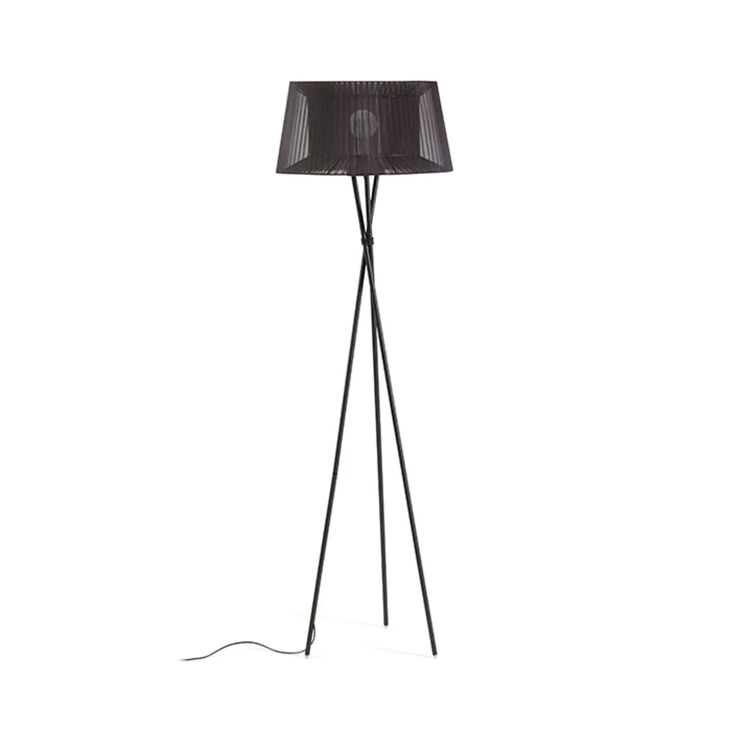 Rendl Boulogne lampa podea neagra trepied textil
