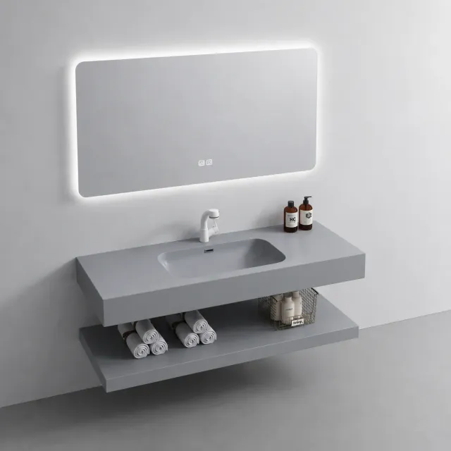 Alessandro Design Kross set mobila baie 80cm gri 3 piese