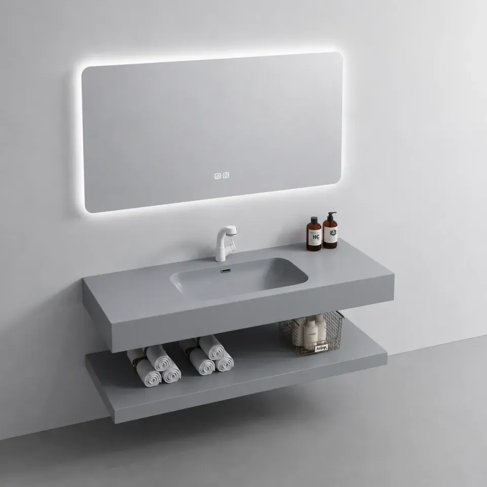 Alessandro Design Kross set mobila baie 80cm gri 3 piese