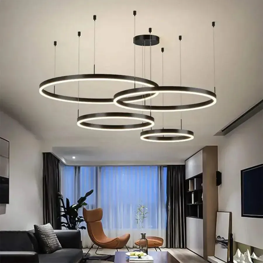 Alessandro Design Adelaida 226W lustra LED neagra 4 cercuri dimabila