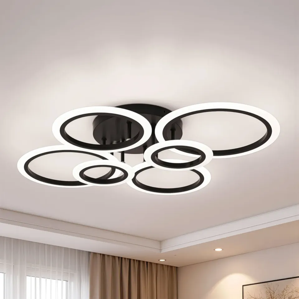 Alessandro Design BETTY lustra LED 82W neagra 6 cercuri