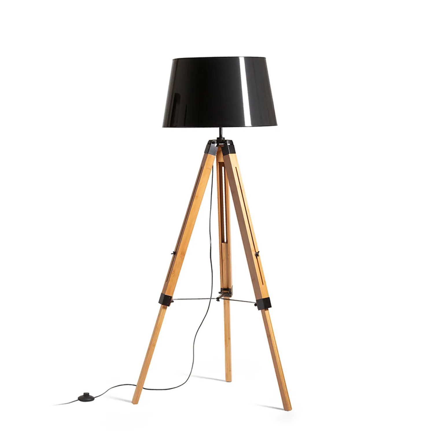 Rendl Alvis Ridick lampadar negru auriu bambus E27