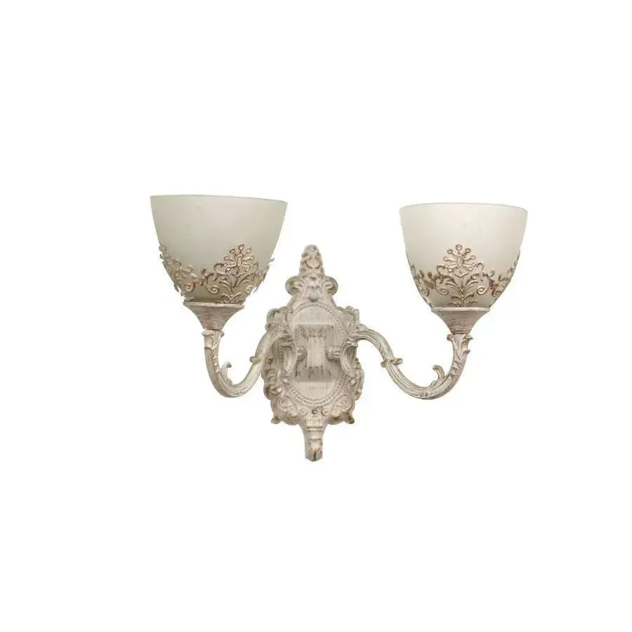 Alessandro Design Cottage aplică 2xE27 albă metal-sticlă