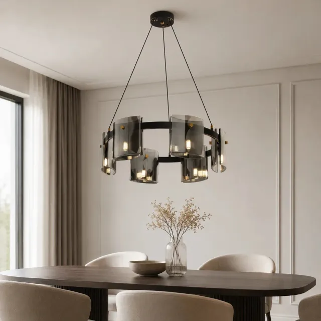 Alessandro Design Valmontreux Largo candelabru 6xG9 negru mat