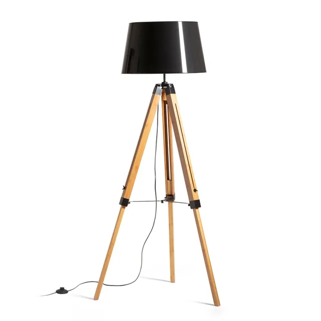 Rendl Alvis Ridick lampadar negru auriu bambus E27