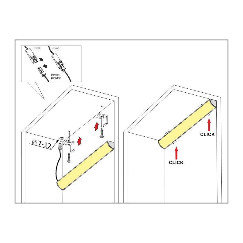 Furnika Rondo profil LED aluminiu mobilier