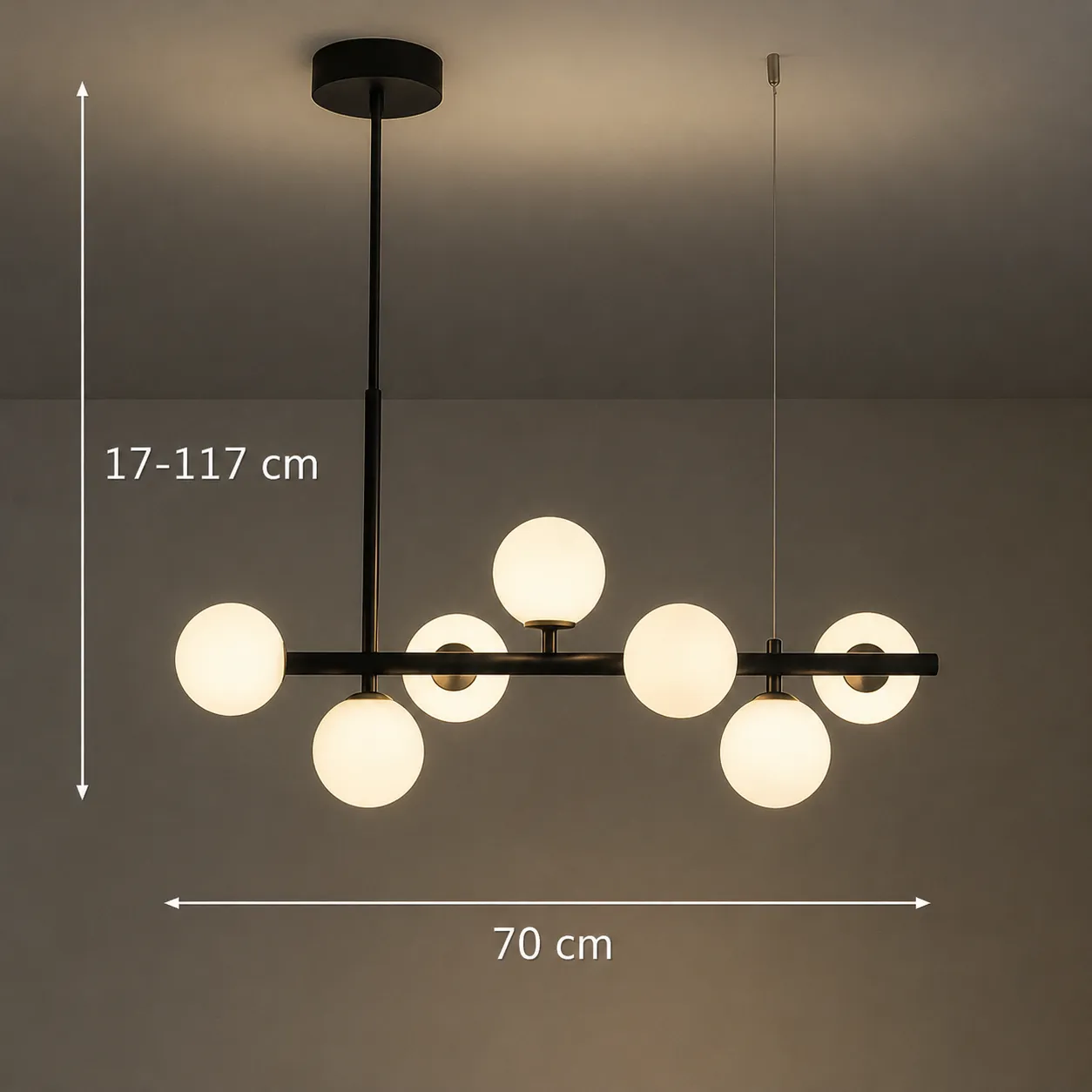 Alessandro Design LOFT Pavilion lustra 7xG9 neagra 70cm