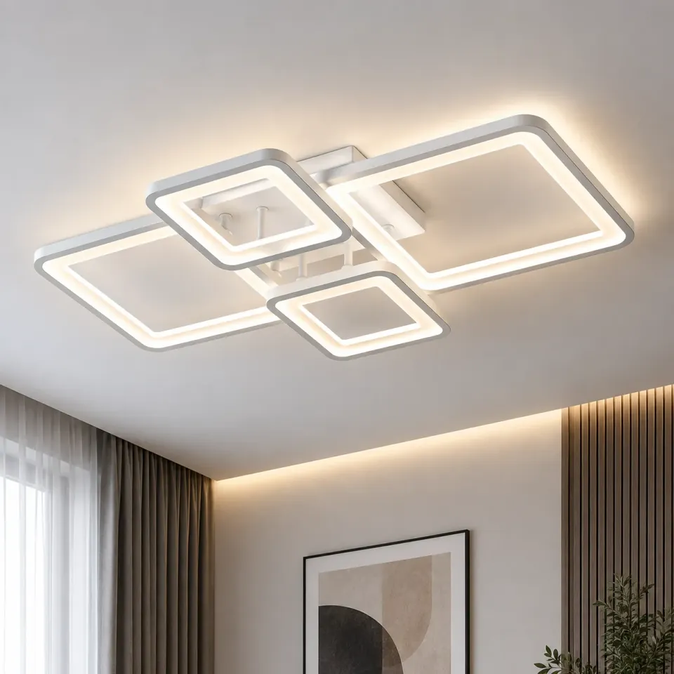 Alessandro Design Ella lustra LED 67W alba 4 patrate dimabila