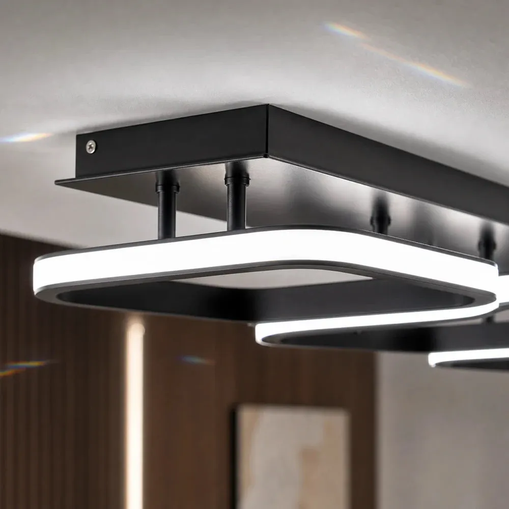 Alessandro Design VERTEX 34W candelabru LED negru 3 patrate