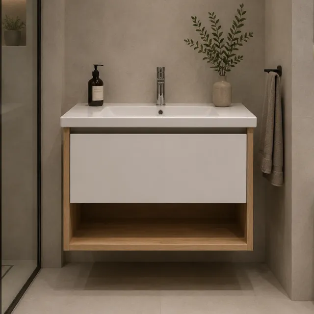 Alessandro Design Valo set mobilier baie alb-maro 1 sertar