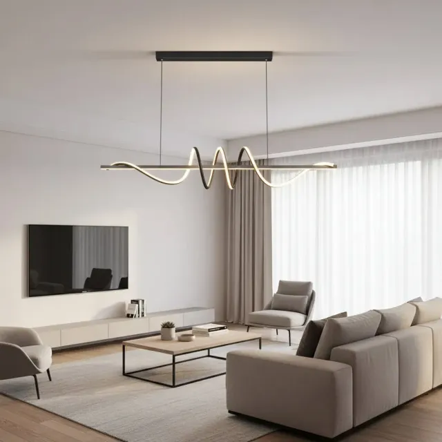 Alessandro Design Ribbon lustră LED 64W neagră dimabilă