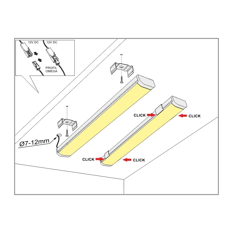 Furnika Profil Omega sina LED aluminiu