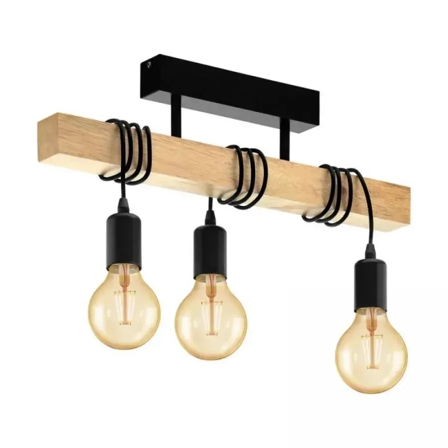 Alessandro Design Timber Trio lustra 3xE27 neagra lemn masiv