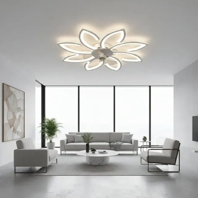 Alessandro Design Anemo lustra LED 48W alba D87cm ventilator