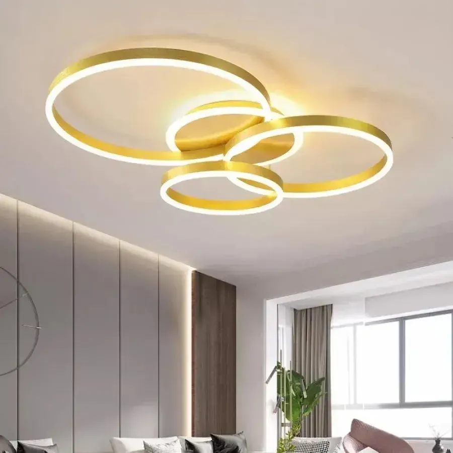 Lyra lustra LED aurie 100W 3 cercuri telecomanda
