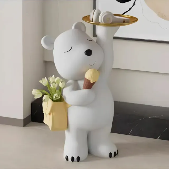 Alessandro Design Bear lampadar urs cu tavă și vază  decor