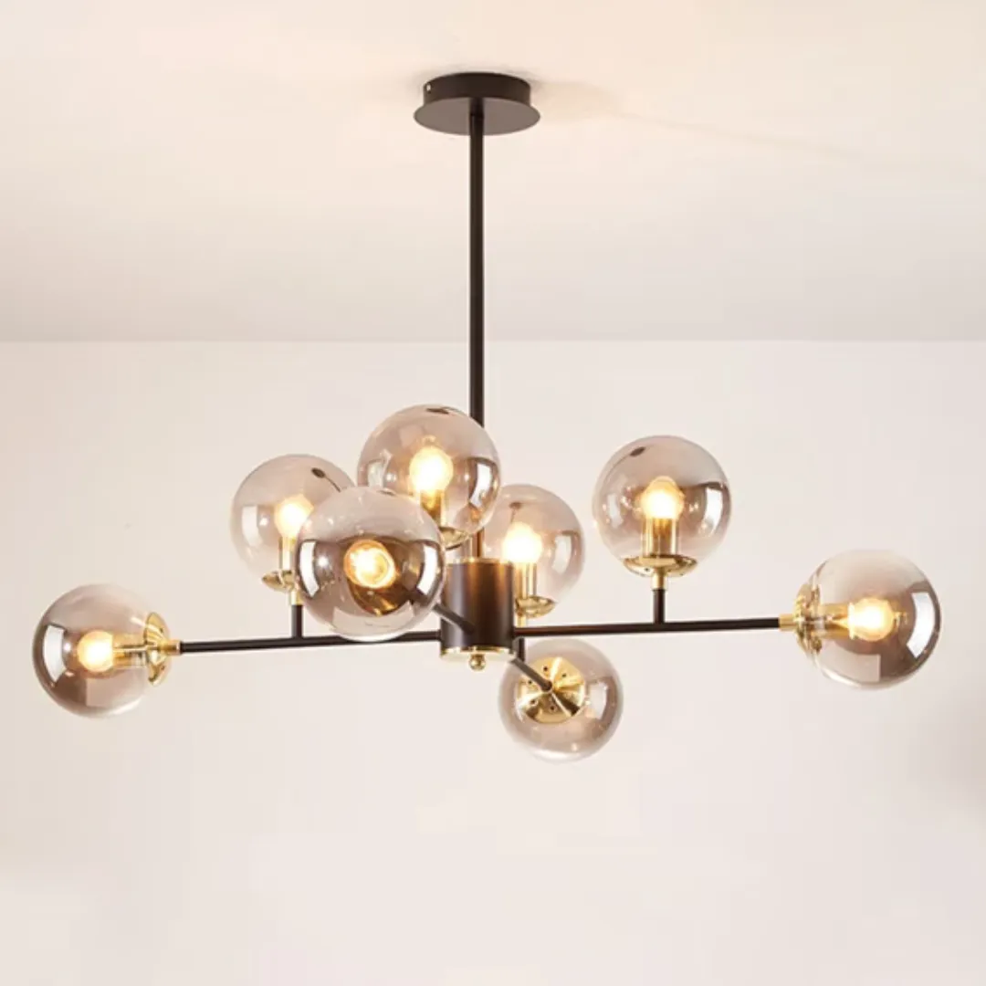Alessandro Design Jermija lustra abajur negru-auriu 8xE27