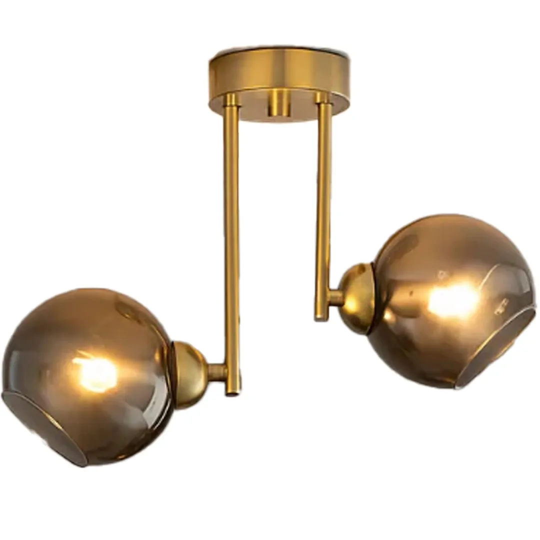 Alessandro Design Modus lustra aurie 2xE27 cu globuri fumurii