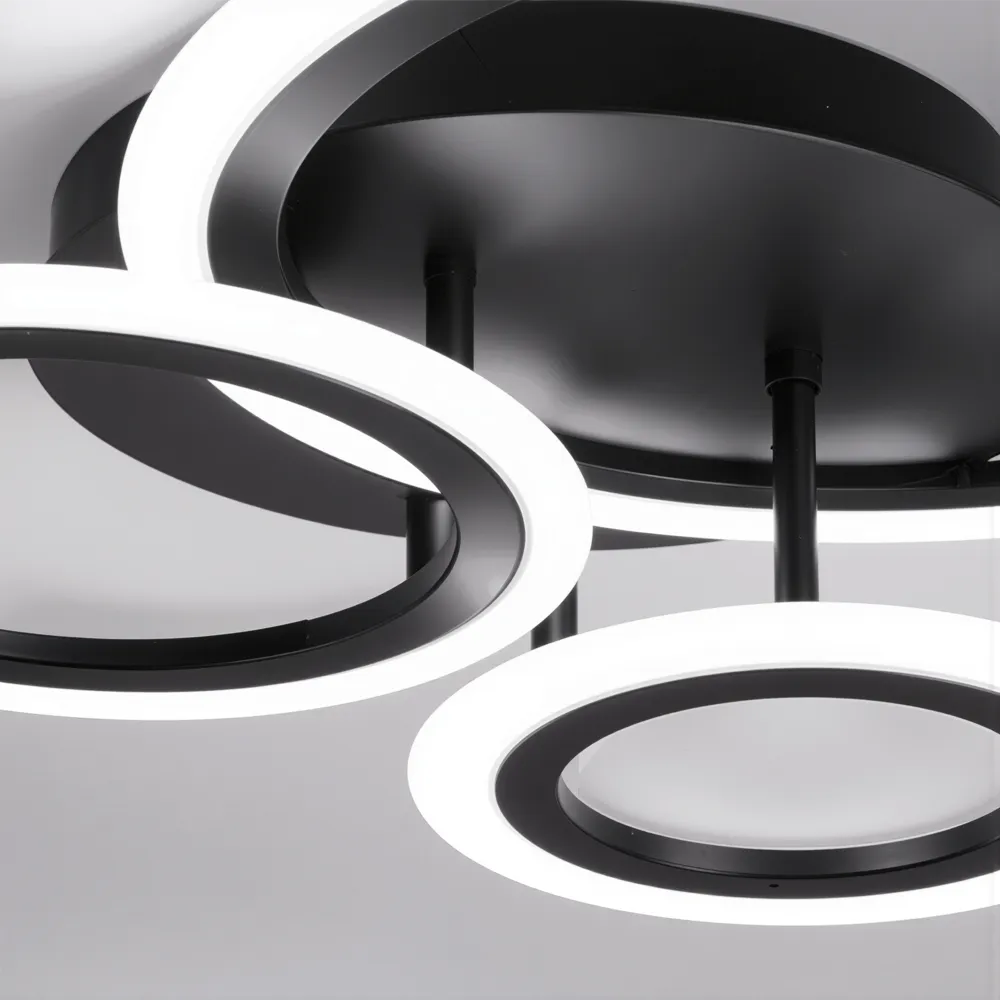 Alessandro Design Betty lustra LED neagra 40W 3 cercuri