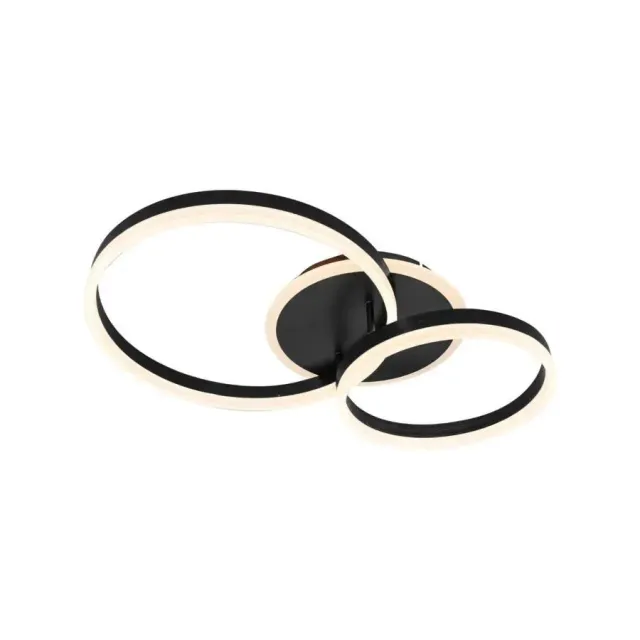Lyra lustra LED 2 cercuri 80W neagra cu telecomanda