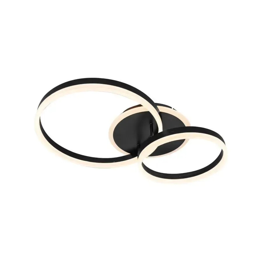 Lyra lustra LED 2 cercuri 80W neagra cu telecomanda