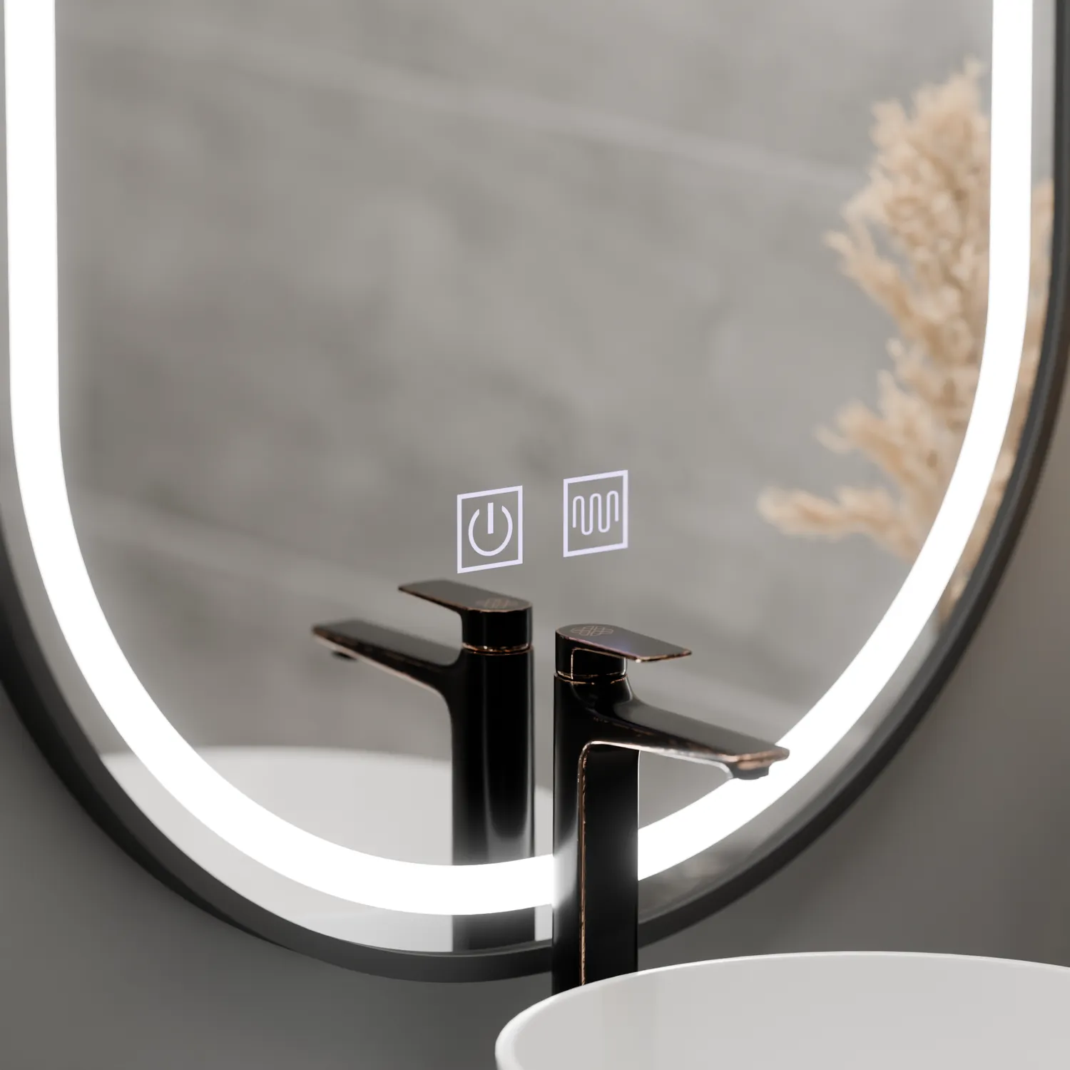 Alessandro Design Vetro oglinda LED ovala 50x100cm neagra dimabila