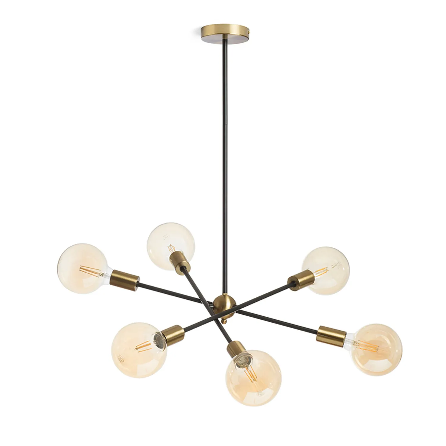 Rendl Light Studio Artemia 6 pendul negru alamă E27 reglabil