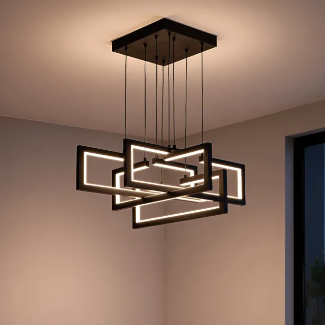Alessandro Design lustra LED suspendata 96W neagra 4 elemente